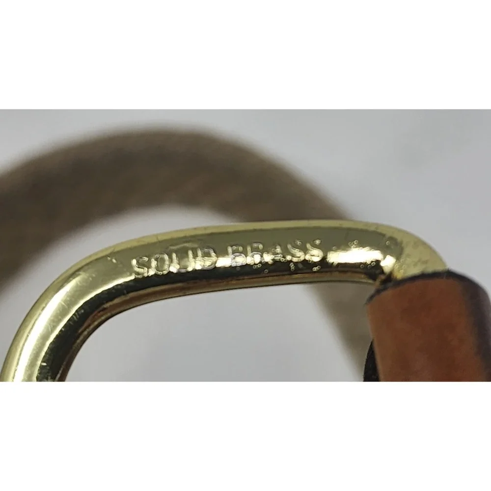 West Marine Macrame Belt Men's 42 - Beige Brown Leather Brass Buckle